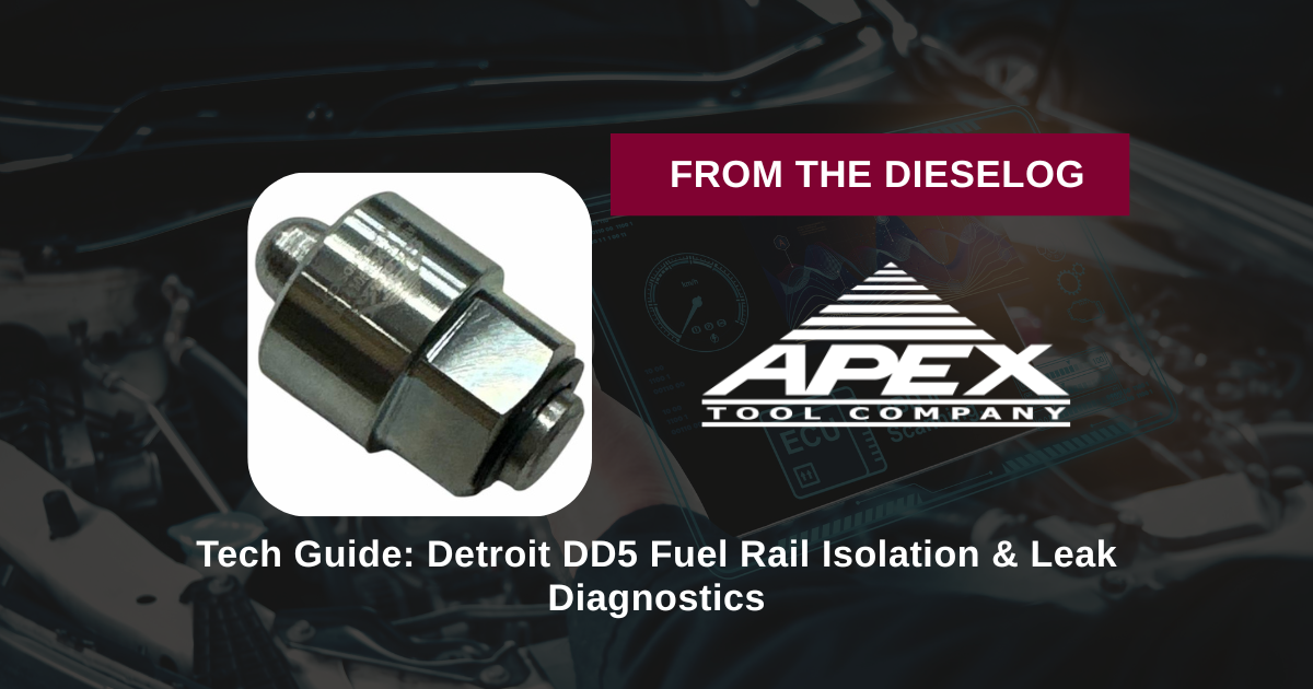 Step-by-step close up layout of high-pressure fuel rail test caps installed on a diesel common rail fuel system